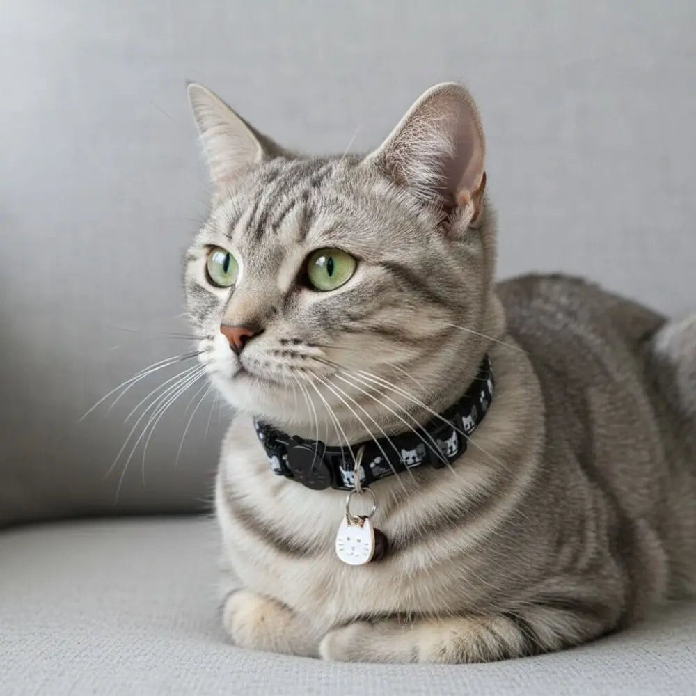 Adjustable Pet Cat Collar Safety Buckle Quick Release Anti-lost Cat Necklace with Cat Face Pendant Bell Cat Pattern