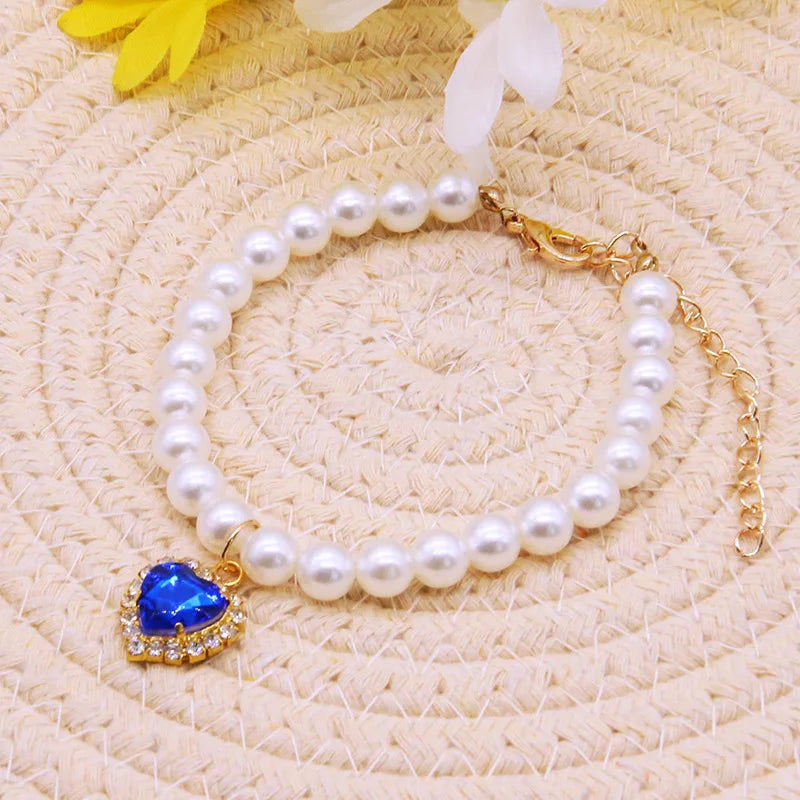 New Cat Collar Decoration Pet Cute Exquisite Neck Kitten Adjustable Summer Cat Necklace High Simulation Pearls Pet Supplies