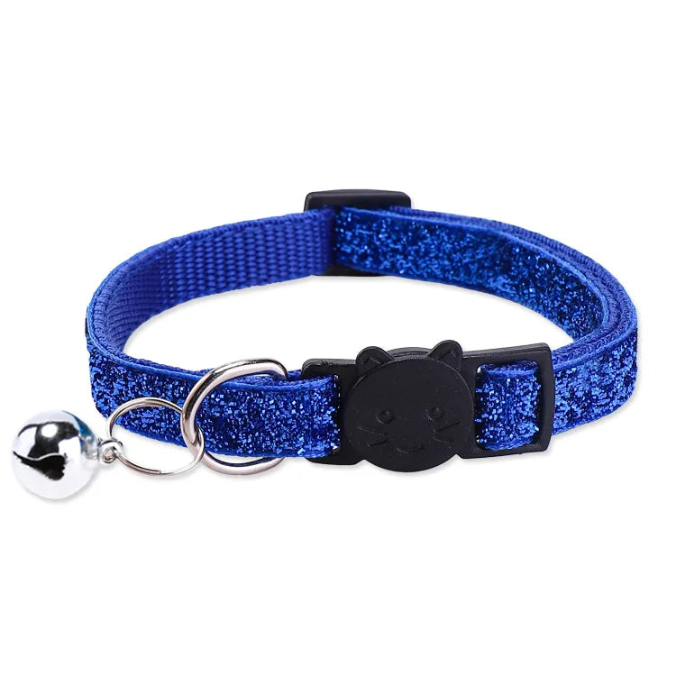 Pet Collar with Bell Cat Dog Glitter Sequin Breakaway Adjustable Small Dog Kitten Collar Puppy Daily Wear Walking Neck Strap