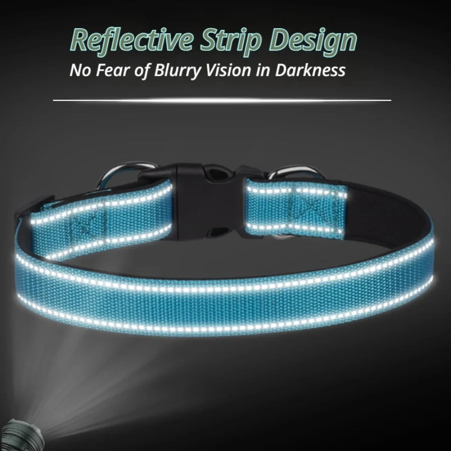 Reflective Comfort Lined Dog Collar with Double D-Ring for Medium to Small Dogs Adjustable Pet Leash for Enhanced Visibility