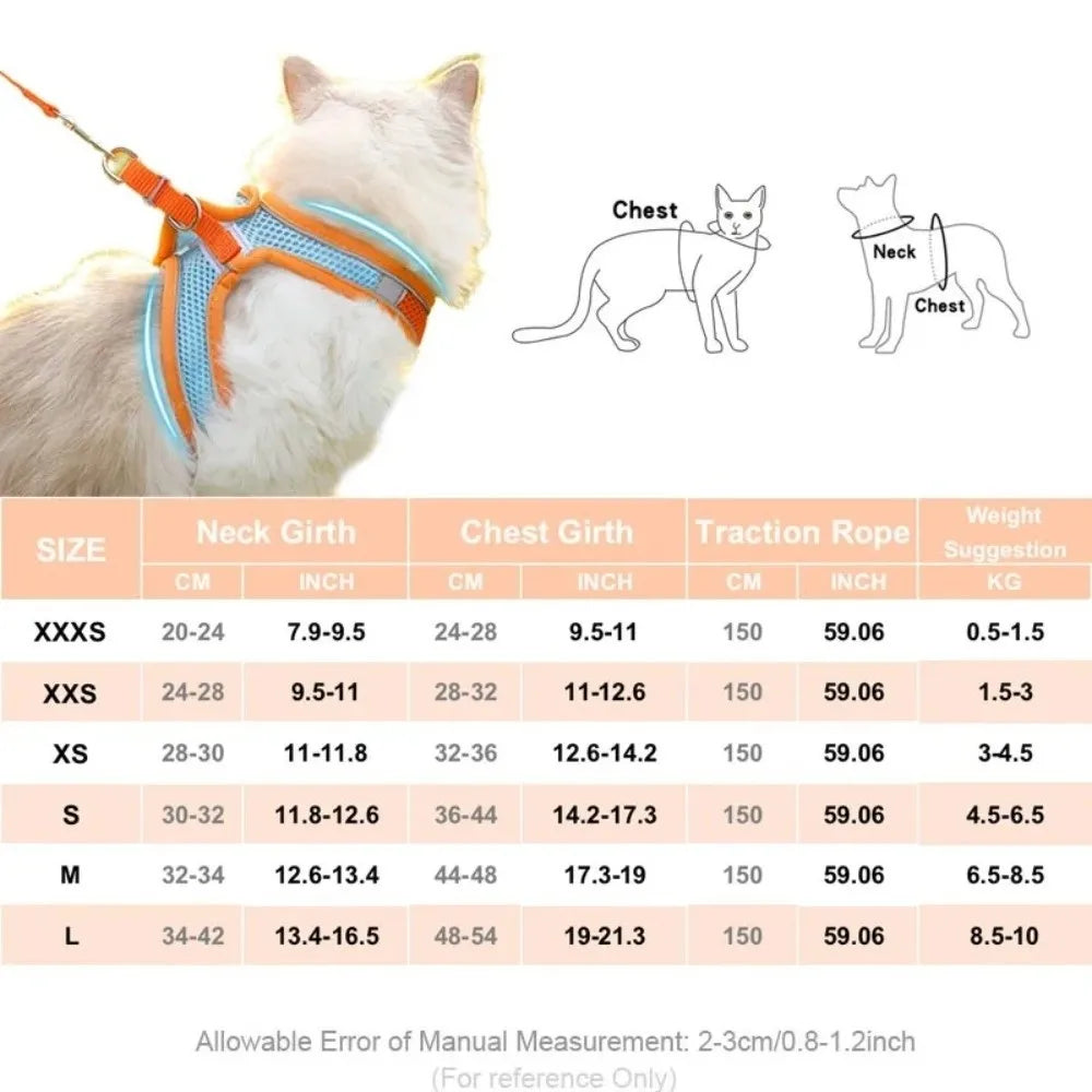 Adjustable Dog Harness Leash Set Breathable Reflective Dog Chest Strap Comfortable Escape Proof Pet Collar Harness