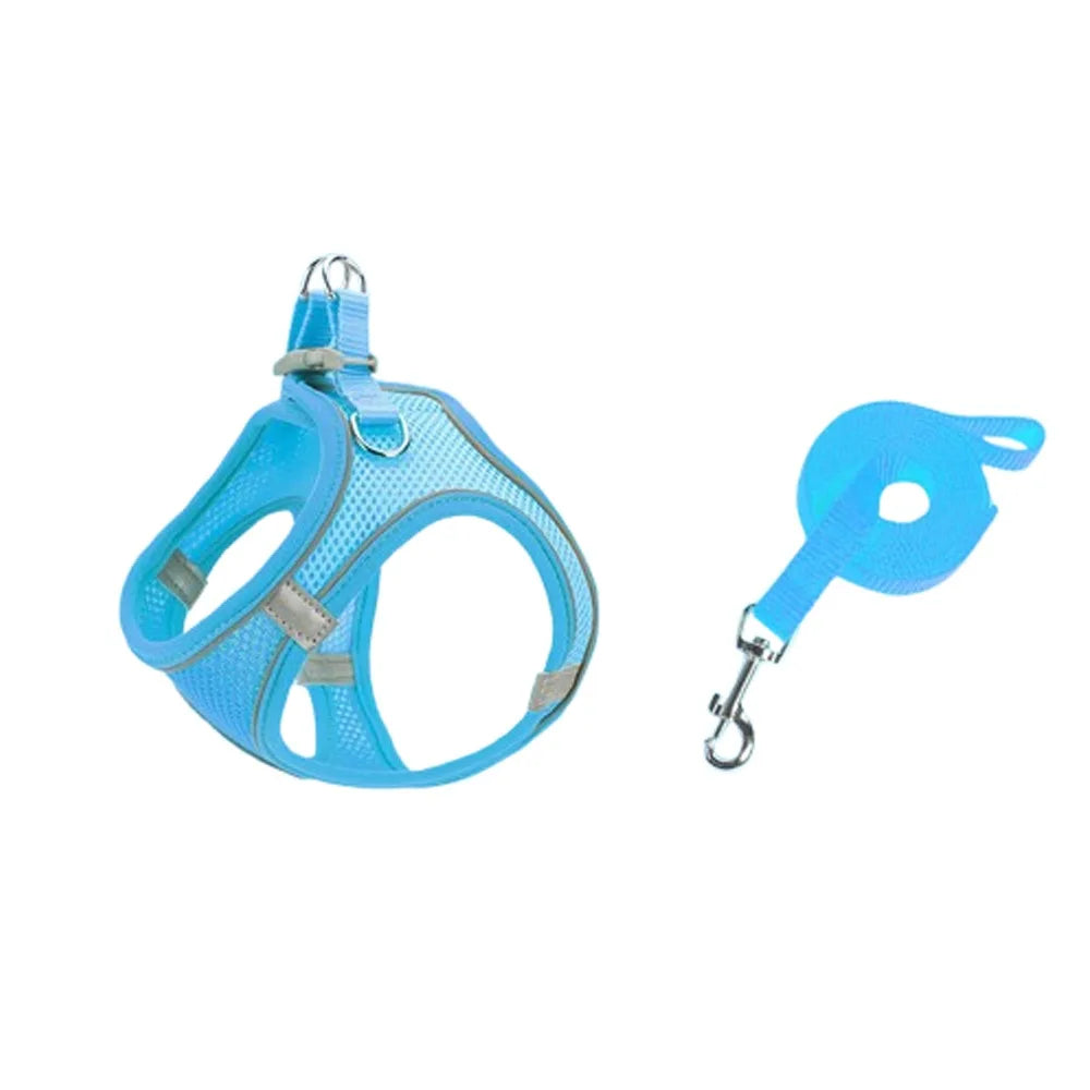 Adjustable Dog Harness Leash Set Breathable Reflective Dog Chest Strap Comfortable Escape Proof Pet Collar Harness