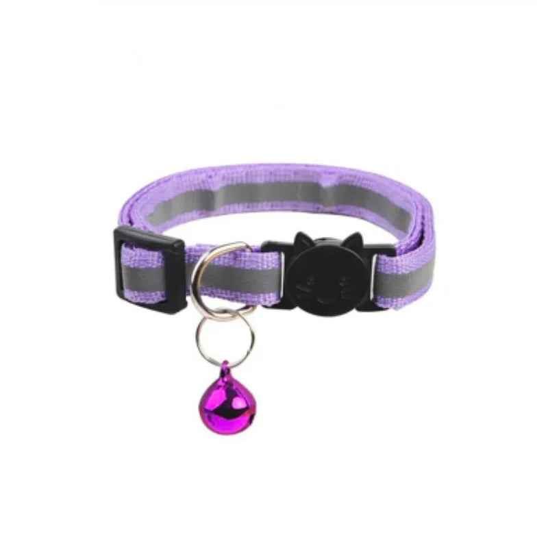 Reflective Breakaway Cat Collar Neck Ring Necklace Newborn Puppy Dog Collar Colorful Bell Collar for Cats Pet Kitten Products