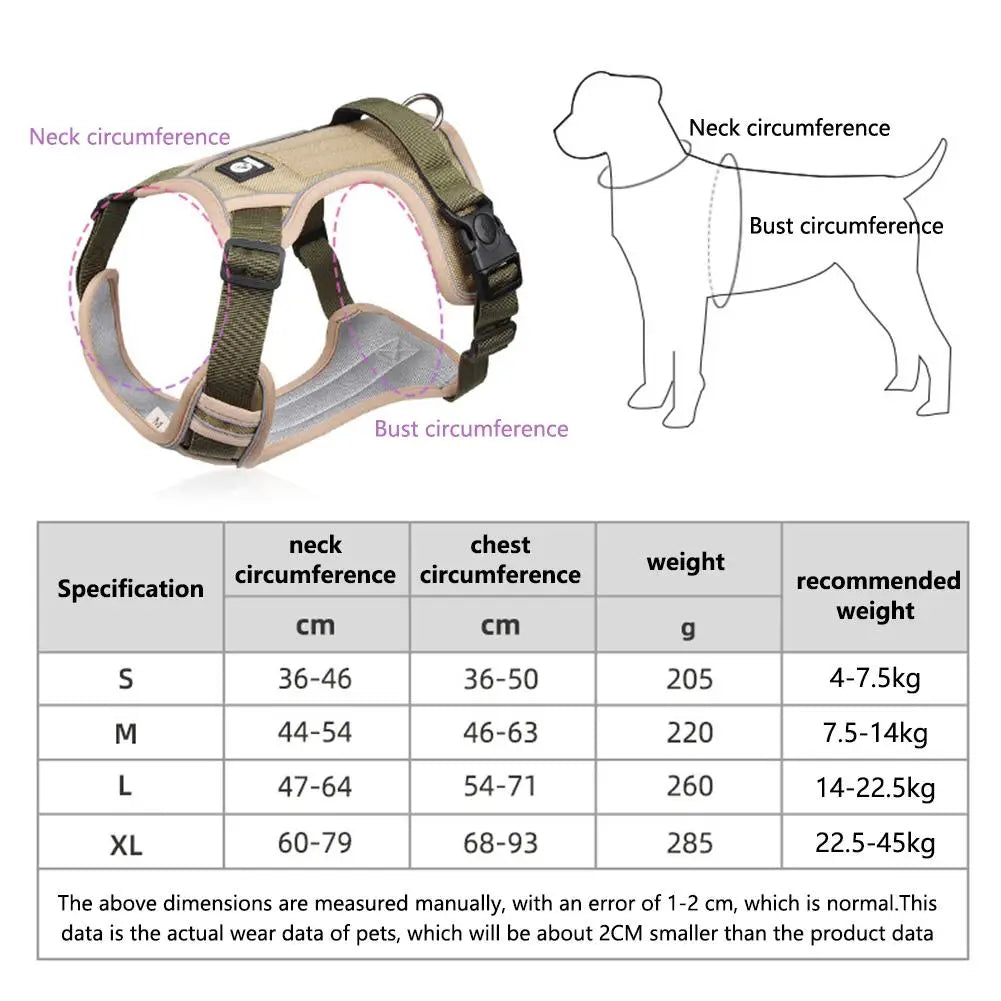 Dog Harnesses Pet Collar Labrador Army Reflective Adjustable Harness Oxford Cloth Vest Training Hound Walk Medium Large Dog
