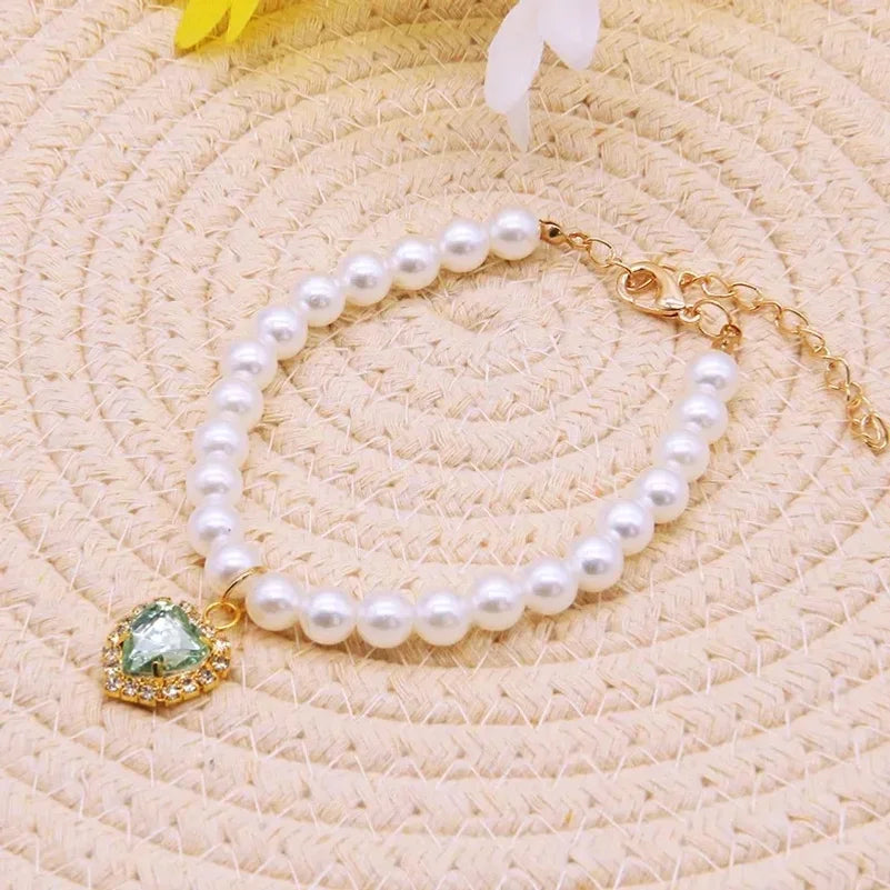 New Cat Collar Decoration Pet Cute Exquisite Neck Kitten Adjustable Summer Cat Necklace High Simulation Pearls Pet Supplies