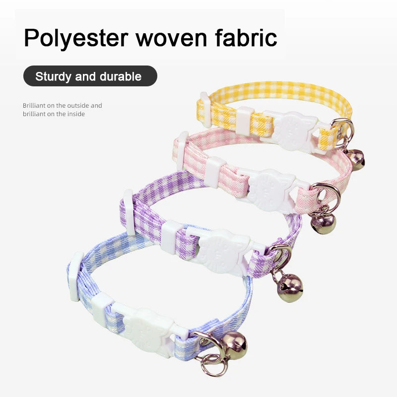 Adjustable Elastic Cat Collar with Bell Small Dog Kitten Mesh Safety Necklace Pet Supplies Kitten Accessories