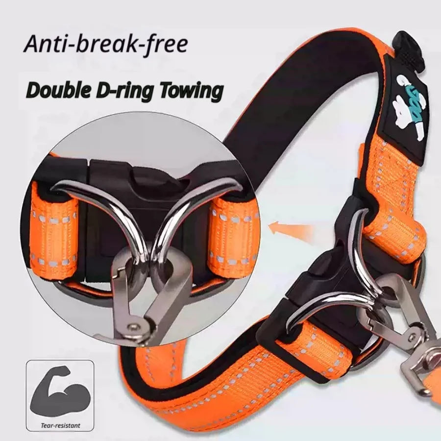 Reflective Comfort Lined Dog Collar with Double D-Ring for Medium to Small Dogs Adjustable Pet Leash for Enhanced Visibility