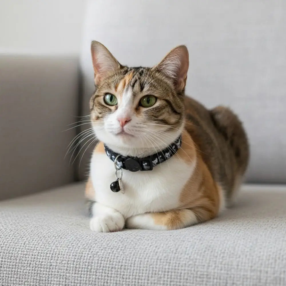 Adjustable Pet Cat Collar Safety Buckle Quick Release Anti-lost Cat Necklace with Cat Face Pendant Bell Cat Pattern